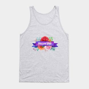 Blessed GiGi Floral Design with Watercolor Roses Tank Top